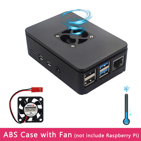 Framboise Pi 4 boîtier coque ABS boîtier boîtier noir compatible ventilateur de refroidissement pour framboise Pi 4 modèle B ► Photo 1/6