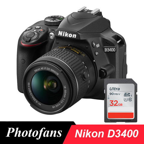 Nikon D3400 appareil photo reflex numérique avec objectif Nikkor AF-P 18-55mm-24.2MP-vidéo-Bluetooth (tout neuf) ► Photo 1/4