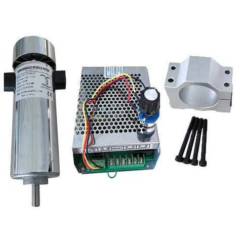 Refroidi par Air 0.8kw DC110V 20000 tr/min CNC Kit de broche/mandrin 800W moteur de broche + régulateur de vitesse d'alimentation pour la gravure ► Photo 1/6