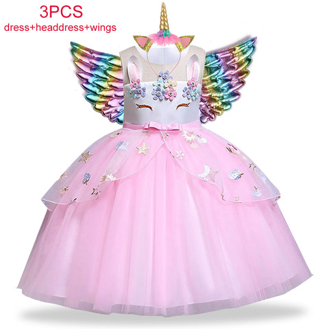 Robe de licorne de noël robe de princesse de pâques robes d'enfants pour les filles Costume enfants robe d'anniversaire robe de mariée Vestidos 2-10 ► Photo 1/5