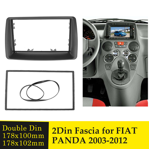 Kit de montage de tableau de bord pour FIAT Panda 2003 – 2012, Double Din, CD DVD, stéréo, Kit de montage, plaque de cadre, lunette ► Photo 1/6