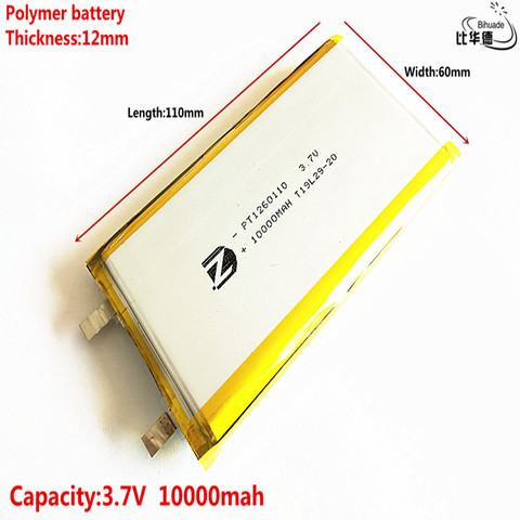 Batterie lithium-ion 2022 Pure, 3.7V,10000mAH,1260110 polymère, pour jouet, batterie externe, GPS ► Photo 1/4