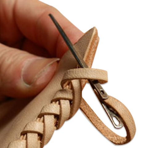 3 pièces cuir couture artisanat outil en cuir corde aiguille en cuir aiguille à tricoter double trou en cuir corde dentelle aiguille bricolage ► Photo 1/5