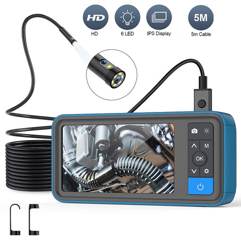 Endoscope industriel à double objectif 1080P, écran 4.5 pouces, caméra serpent IP67 avec 6 LED pour l'inspection des canalisations et des égouts avec 32G TF ► Photo 1/6