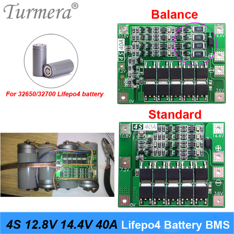 LiFePO4 12.8V 14.4V 4S 40A 32650 32700 BMS lithium fer batterie protection conseil avec égalisation début perceuse Balance Standard ► Photo 1/5