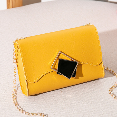 Mini sac à bandoulière en cuir PU pour femmes, Mini sacoche à épaule jaune pour filles, bourse avec chaîne pour téléphone, 2022 ► Photo 1/6