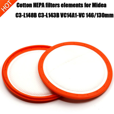 Remplacement lavable aspirateur rond HV filtre coton HEPA filtres éléments pour Midea C3-L148B C3-L143B VC14A1-VC 146/130mm ► Photo 1/4