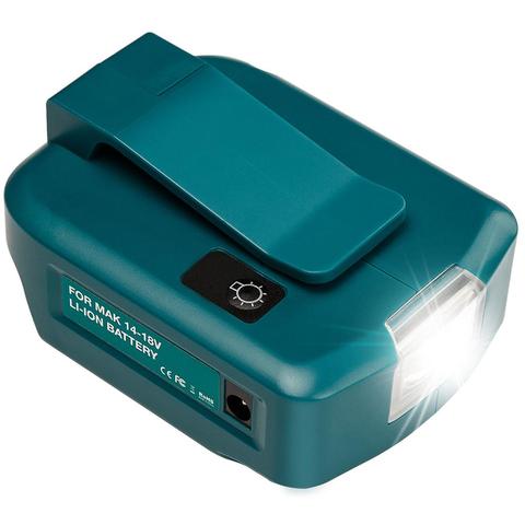 Adaptateur de batterie li-on 14.4V/18V, pour batterie Makita BL1430 BL1830, double Port USB avec projecteur LED, lampe de poche extérieure ► Photo 1/6