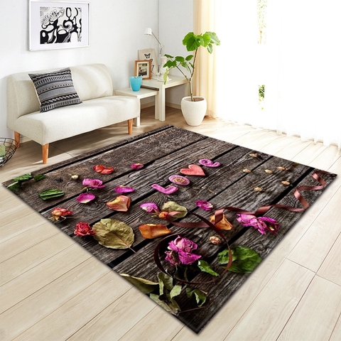 Tapis 3D, décoration de chambre d'enfant, pour maison, grain de bois, pour enfant, antidérapant, pour couloir, sol, chambre, chevet ► Photo 1/6