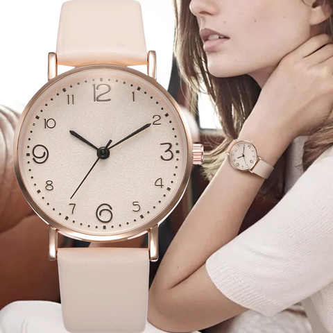 Style du haut de gamme pour femmes bracelet en cuir de luxe analogique Quartz montre-bracelet doré dames montre femmes robe Reloj Mujer noir horloge ► Photo 1/6