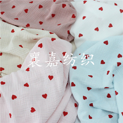 Tissu en coton crêpe Double gaze amour coeur pyjama tissu vêtements pour femmes ► Photo 1/5