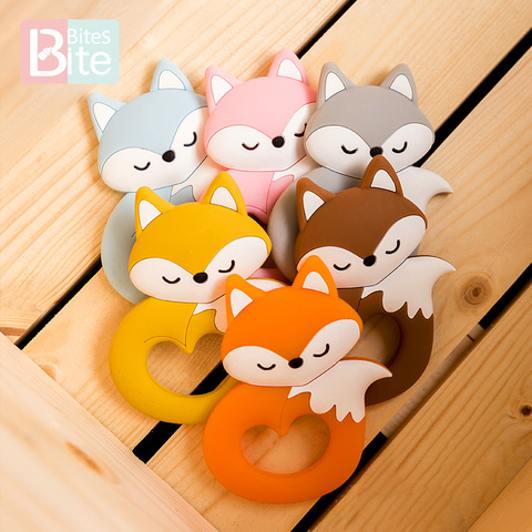 Pendentifs de sucette pour bébé en Silicone, 1/5 pièces, Mini renard, de qualité alimentaire, perle rongeur Animal, anneau de dentition, petite tige, jouets pour enfants ► Photo 1/6