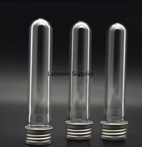 Tubes à essai en plastique transparent avec capuchon en aluminium, 20 pièces/paquet, 40ml, flacon cadeau de laboratoire, livraison gratuite ► Photo 1/1