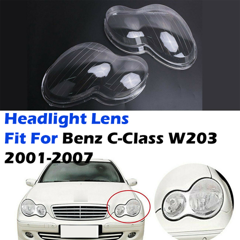 Couvercle de l'abat-jour de lentille claire de phare adapté pour Mercedes Benz c-class 2001-2007 W203, accessoires de voiture de lentilles de coquille de phare ► Photo 1/6