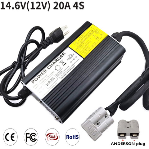 4S 14.6V 20A Lifepo4 chargeur pour 12V 40AH 60AH 80AH 100AH Lifepo4 batterie Pack Scooter de vélo électrique avec ventilateur boîtier en aluminium ► Photo 1/6