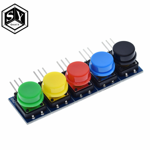 5 pièces 12X12MM grand module de clé grand module de bouton module de commutateur tactile avec chapeau sortie de haut niveau pour arduino ou framboise pi 3 ► Photo 1/6