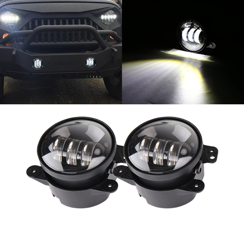 Projecteur de feux antibrouillard rond blanc 4 pouces, puce Led 2x30W, pour Jeep Wrangler Dodge Chrysler ► Photo 1/6