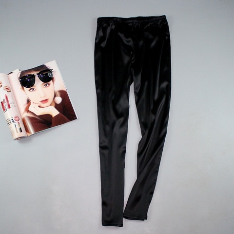 Femmes 95% vraie soie 5% Spandax Strentch Satin soie taille élastique mince pantacourt pantalon Leggings JN552 ► Photo 1/6