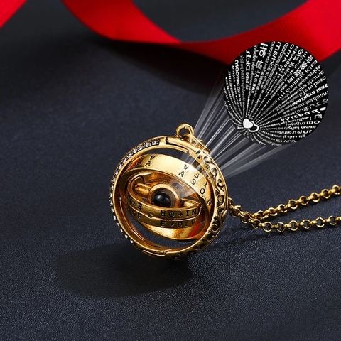 Collier de Projection de boule astronomique ouvrable 100 langue je t'aime pendentif collier pour femmes tour de cou cadeau de saint valentin ► Photo 1/6