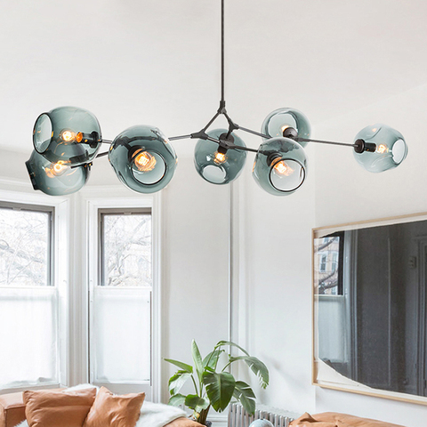 Lampe suspendue en verre au design nordique moderne, luminaire décoratif d'intérieur, idéal pour une salle à manger ou une cuisine ► Photo 1/6