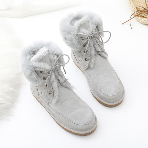 Nouveau hiver femme bottes de neige chaussures femmes 2022 véritable peau de mouton femmes véritable peau de mouton femmes bottes femmes chaussures plates ► Photo 1/4