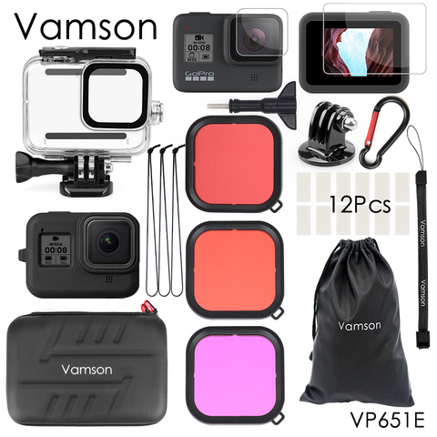 Vamson – coque étanche sous-marine noire pour GoPro Hero 8, 45m, étui de protection de plongée, support pour Go Pro 8, accessoire VP651 ► Photo 1/6