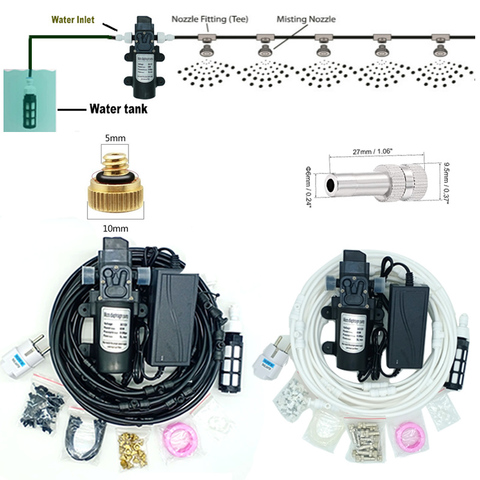 Kit de pompe à diaphragme électrique de jet de brouillard d'eau de jardin système de refroidissement extérieur de brumisation d'irrigation de serre 6-18M ► Photo 1/6