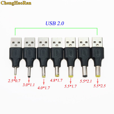 Connecteur adaptateur USB 2.0 Type A mâle vers prise 5V DC, 2.5x0.7, 3.0x1.1, 4.0x1.7, 4.8x1.7, 5.5x1.7, 5.5x2.5, 5.5x2.1mm ► Photo 1/6