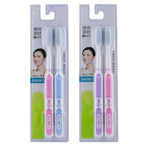 2 pièces brosse à dents souple adulte Silicone Nano brosse soins bucco-antibactériens brosse à dents outil de nettoyage buccal ► Photo 1/6