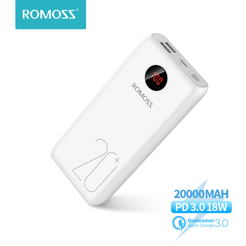 Batterie d'alimentation 20000mAh ROMOSS 18W Charge rapide Powerbank Type C chargeur de batterie externe Portable pour Xiaomi Mi pour iPhone ► Photo 1/6