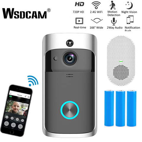 Wsdcam – Interphone vidéo connecté sans fil avec caméra, Wi-Fi, visiophone, sonnette, système de sécurité domestique, pour téléphone ► Photo 1/6