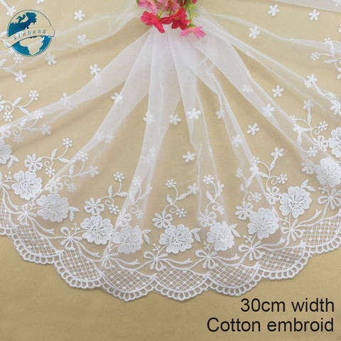 30cm largeur blanc dentelle coton broderie dentelle français dentelle ruban tissu guipure bricolage garnitures chaîne tricot couture accessoires #4177 ► Photo 1/6