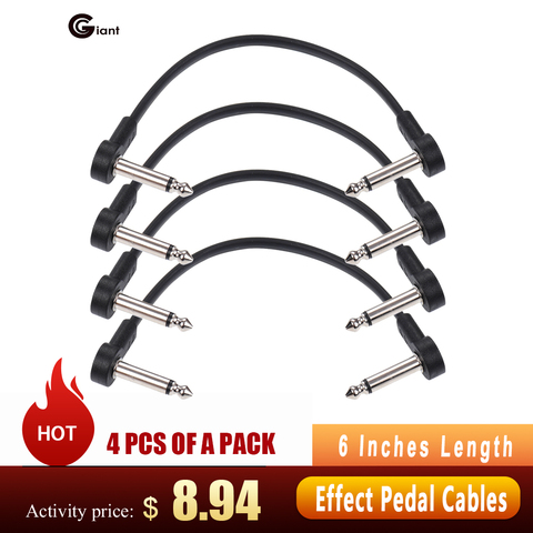 Ggiant – Kit de câbles de raccordement plats pour pédale d'effet de guitare, 6 pouces de longueur avec connecteurs à Angle droit de AC-8 pouces, 4 pièces, 1/4 ► Photo 1/6
