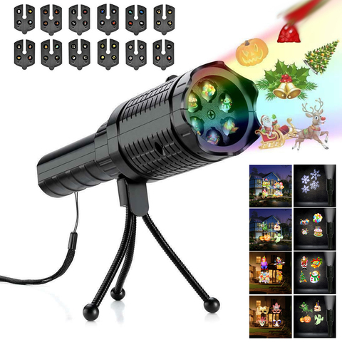 Projecteur Laser imperméable, lampe de paysage, lampe d'extérieur, flocon de neige, 12 motifs, pour Halloween, lampe de jardin, pour la fête de noël ► Photo 1/6