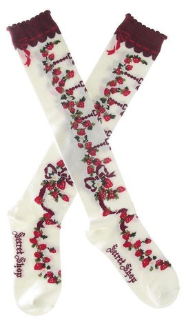 Lolita chaussettes bretelles rose streamer blanc japonais mignon princesse doux lolita collants impression à chaud gothique lolita chaussettes ► Photo 1/3