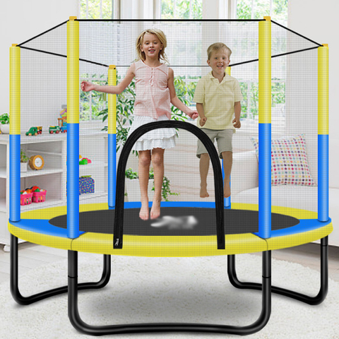 60 pouces enfants sautant lit rond enfants Mini Trampoline clôture filet Pad exercice extérieur maison jouets Hop canapé soutien 250 KG ► Photo 1/5