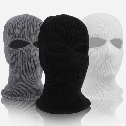 Cagoule d'hiver à 2 trous pour masque facial complet, bonnet en tricot, protection faciale pour moto, équitation en plein air, Ski, alpinisme ► Photo 1/6