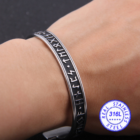 Yage – bracelet Viking en acier inoxydable pour hommes, Rune nordique faite à la main, ne se décolore jamais, 1 pièce ► Photo 1/6