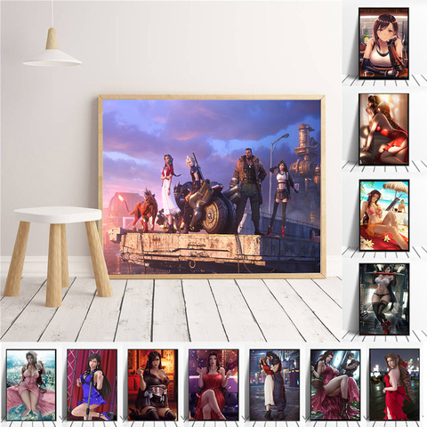 Affiche sur toile de peinture Tifa Cloud and Aeris, sans cadre, Final Fantasy 7 Game, décoration de maison, dessin animé, affiche de film, images d'art murales ► Photo 1/6