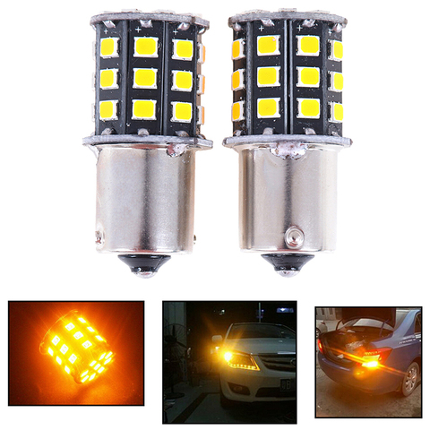 2 pièces BAU15S 7507 PY21W 1156PY haute puissance jaune ambre 33 SMD 2835 LED ampoule pour clignotant avant feux indicateur de Direction lampe ► Photo 1/6