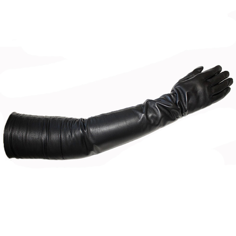 Nouveaux gants en cuir Super longs pour femmes sur le coude mode noir importé en peau de mouton gants d'écran tactile en cuir de vison de haute qualité ► Photo 1/6