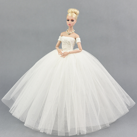 Robe de mariée pour Barbie, tenue de soirée, jupe à bulles, vêtements, accessoires, blanc, noir, BJD, 1/6 ► Photo 1/6