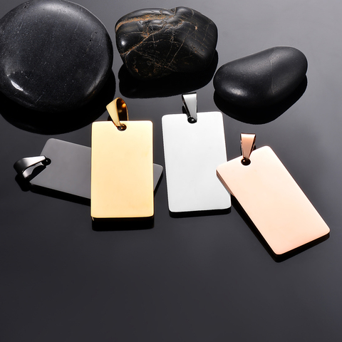 Étiquettes rectangulaires de haute qualité, pendentif, breloque, identification de chien, vierge en acier inoxydable, 4 couleurs, polies des deux côtés, 5 pièces ► Photo 1/5