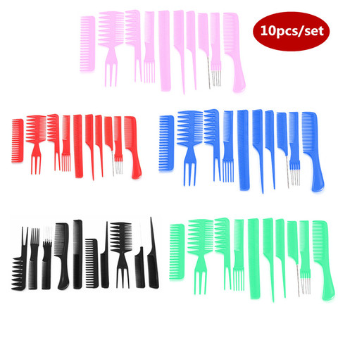 Brosse en plastique antistatique, 10 pièces par lot pour Salon de beauté, pour coiffure, pour hommes et femmes, brosse en plastique noir, outil de modélisation ► Photo 1/6