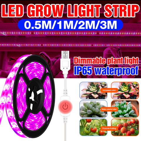 Lampe de croissance Led Phyto USB, bande lumineuse à spectre complet, variable, pour culture de plantes d'intérieur, semis de fleurs, 0.5M 1M 2M 3M ► Photo 1/6