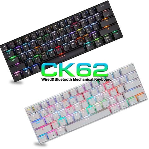 Motospeed – clavier mécanique sans fil Bluetooth CK62, interrupteur rouge, rvb, pour Gamer, ordinateur portable, russe, 61 touches ► Photo 1/6