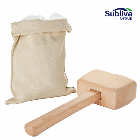 Maillet à glace et sac à glace marteau bois et Lewis sac pour glace pilée barman Kit barre outils accessoire cuisine ► Photo 1/6