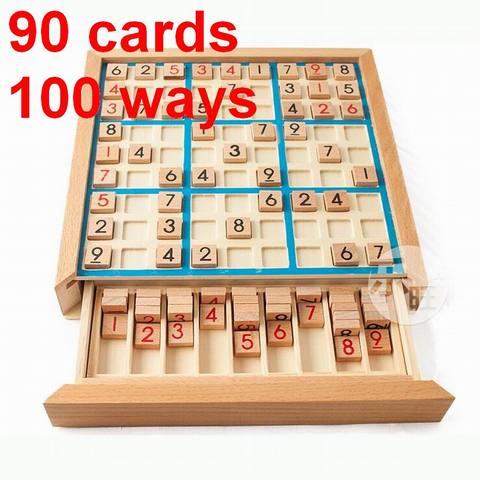 Sudoku échecs bois carte chiffres 1 à 9 90 pièces, 100 façons de jouer, livret 4 langues jouets éducatifs intelligents heureux jeux cadeaux ► Photo 1/1