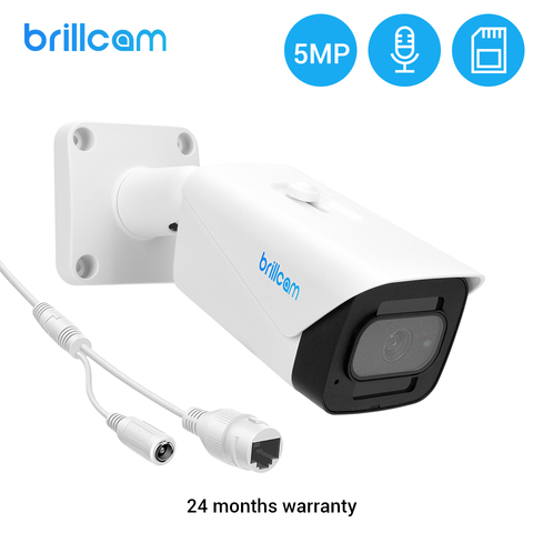 Brillcam – caméra de Surveillance intelligente IP POE 5MP, étanche, infrarouge, Vision nocturne, fente pour carte SD, Onvif, pour l'extérieur ► Photo 1/6