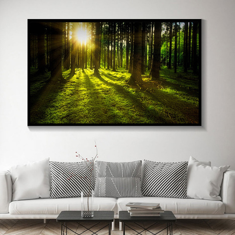 Moderne nordique paysage affiches et impressions forêt arbre Silhouette toile peinture mur photos pour salon décor Cuadros ► Photo 1/6